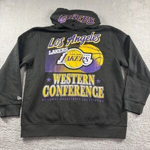 Lakers Full Zip Hoodie Mens Large Black Western Conference Graphic NBA NWT